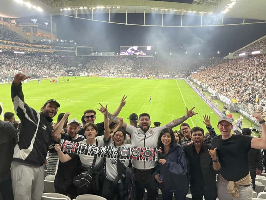 Corinthians Football Game Experience - Half-time regrouping: snacks, chats, and watching the crowd reset