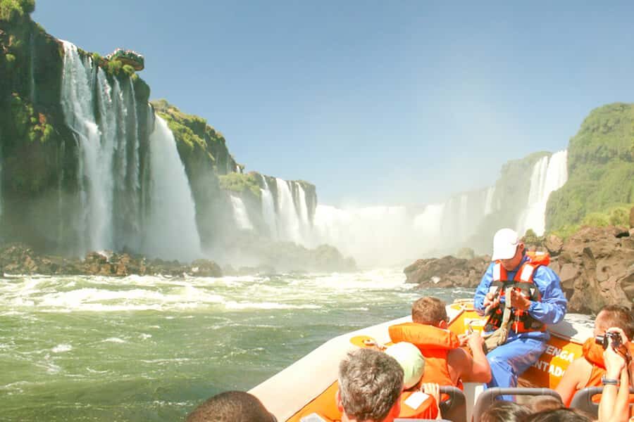 From Puerto Iguazu: Brazilian Falls with Boat Adventure - Zodiac boat adventure: how you get close to the waves and the current