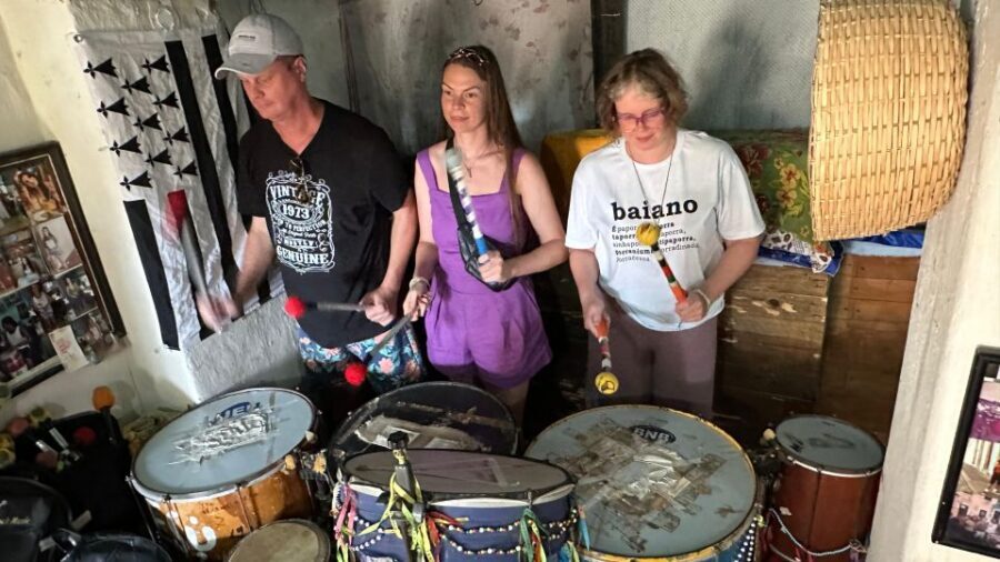 Salvador: 3-Hour Percussion Class - Maestro Macambira and the translation setup